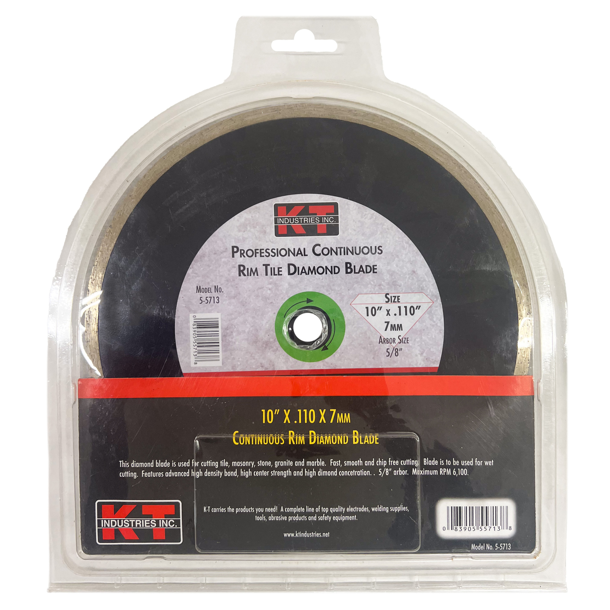 K-T Industries Continuous Diamond Blade — 10in. x 0.110in., 7mm Diamond Width, Wet Cutting, Model# 5-5713